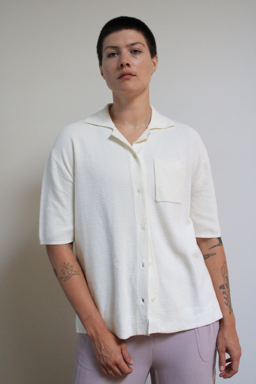 Organic Cotton Knit Button Down