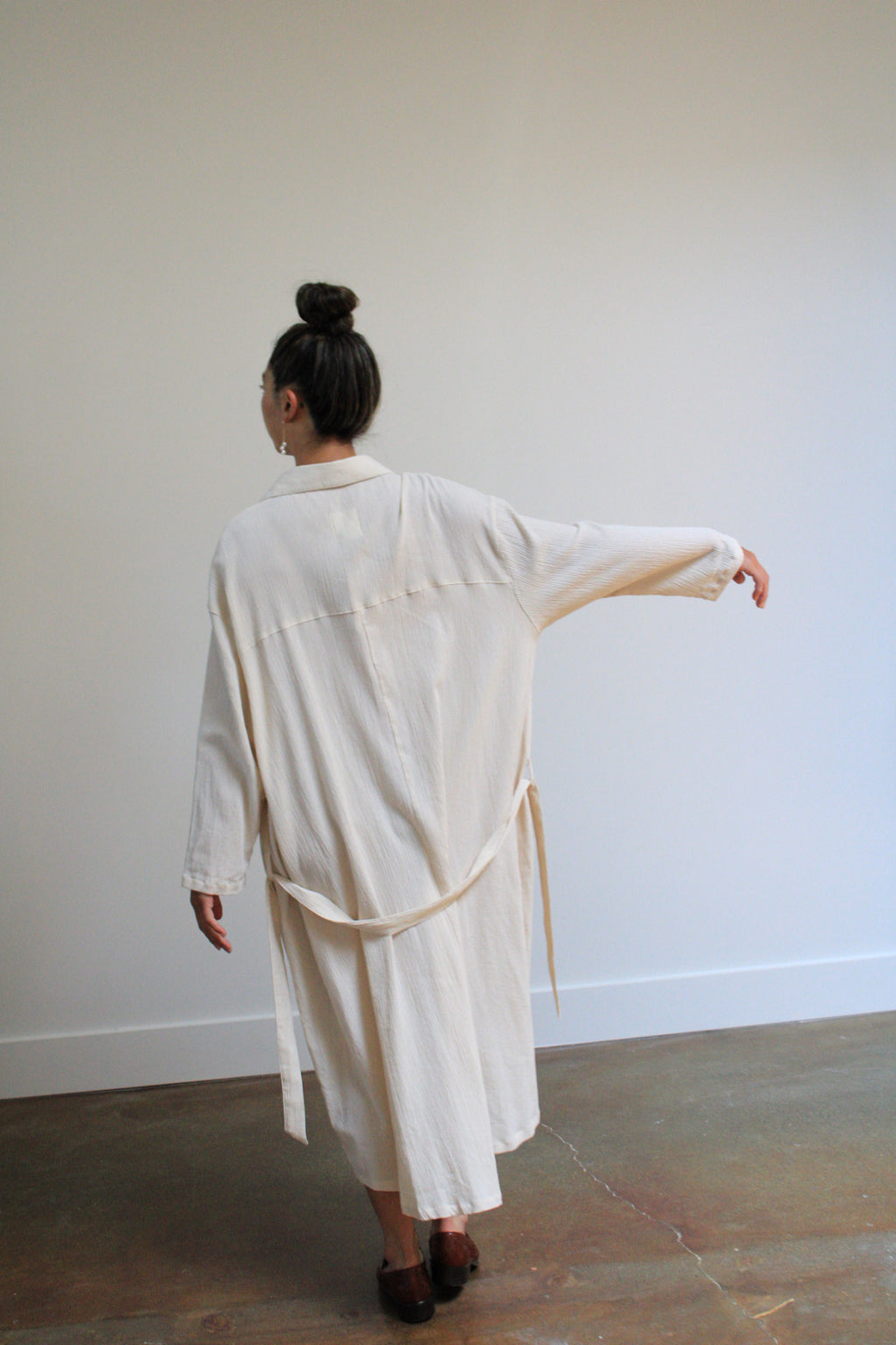 Sunja Link Cotton Crinkle Belted Shirt Dress