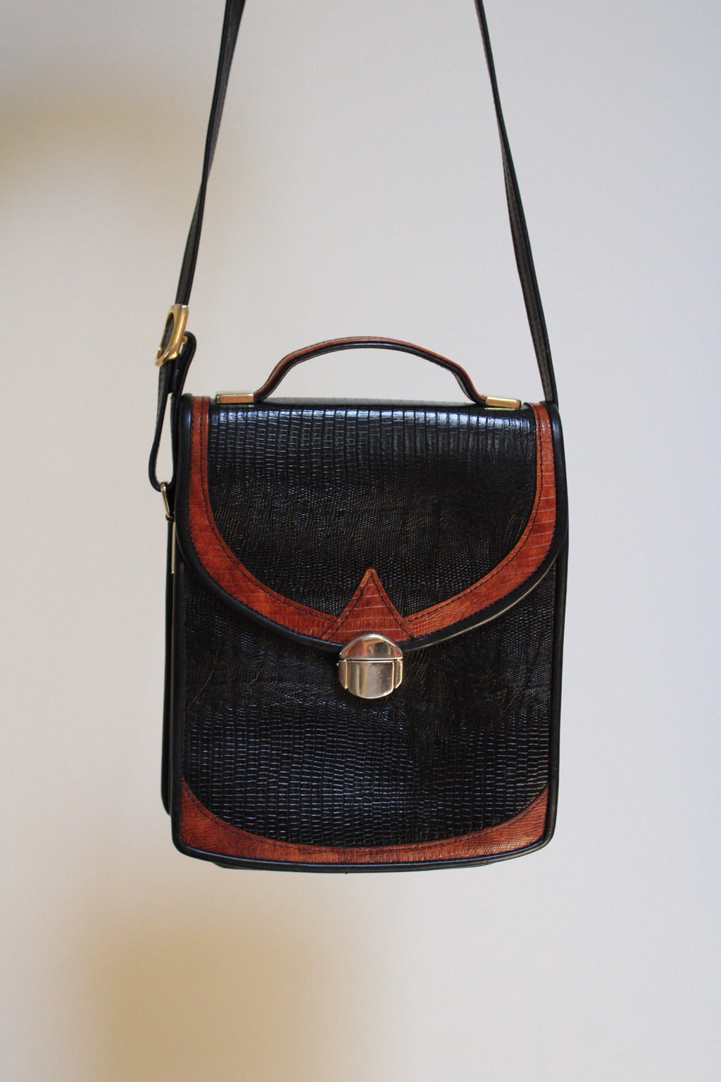 Snakeskin Embossed Crossbody Satchel