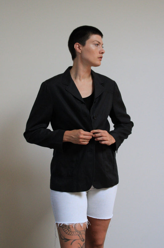 Black Linen Blazer