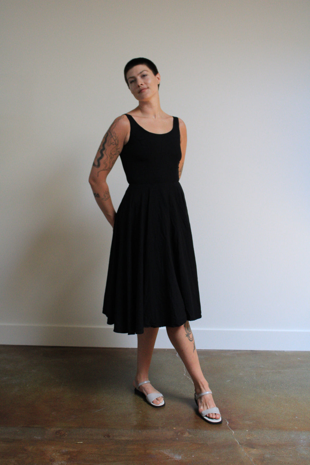 Black Tailored Twirl Dress