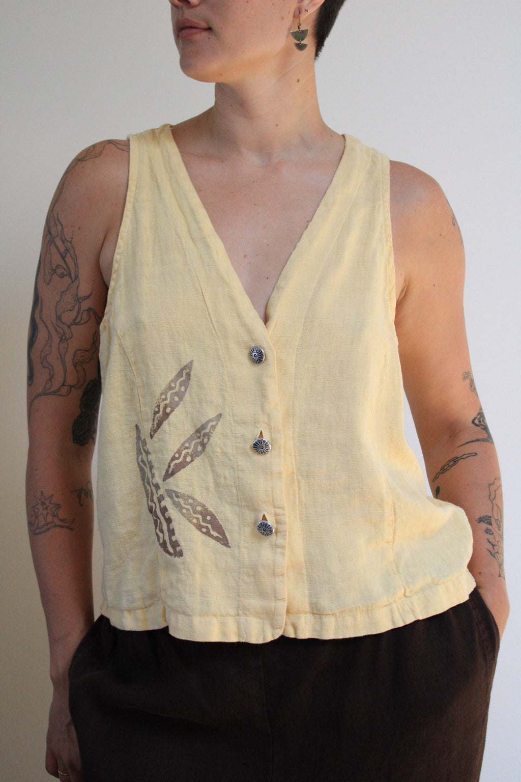 Apricot Linen Vest