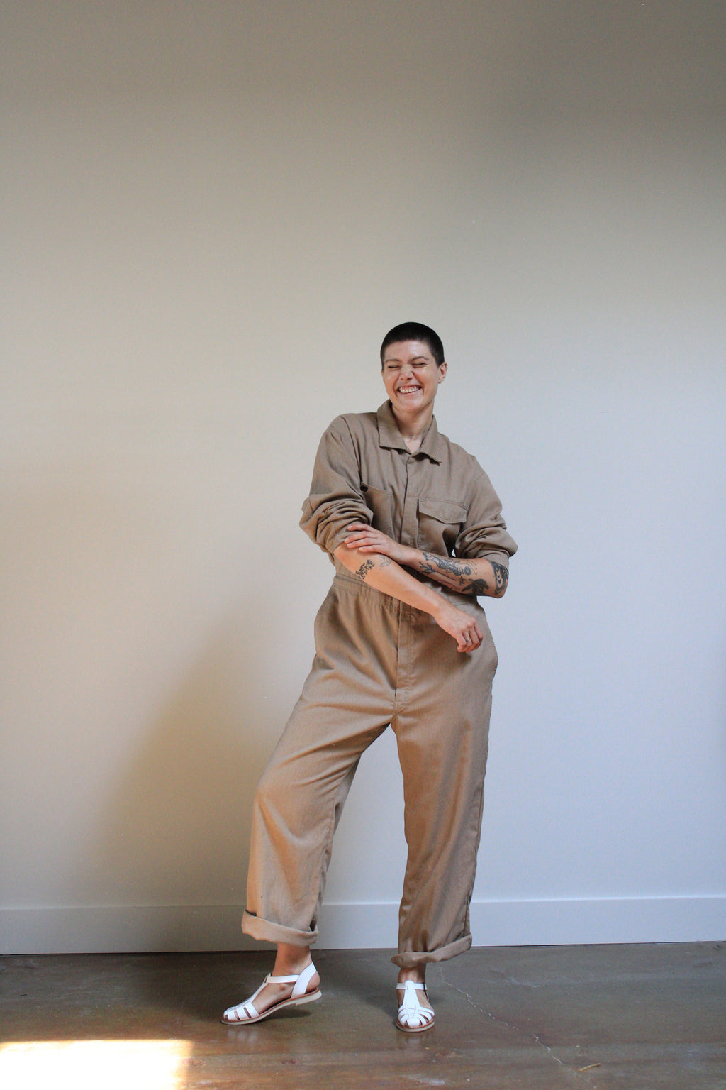 Tan Collared Coveralls