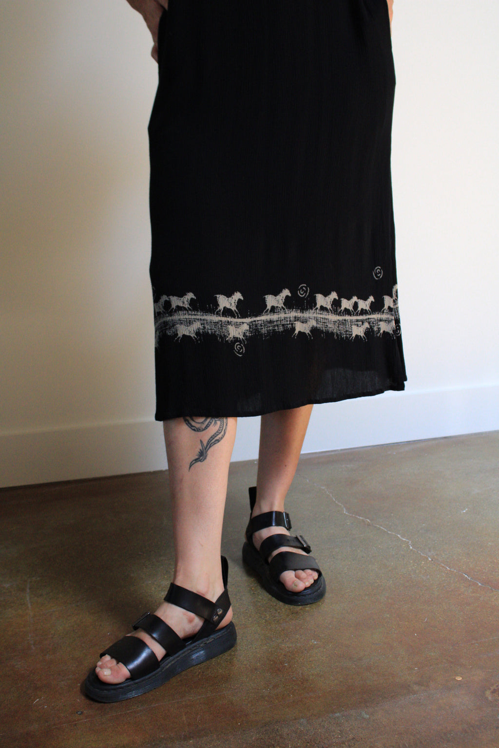 Crinkle Gauze Horse Maxi Dress