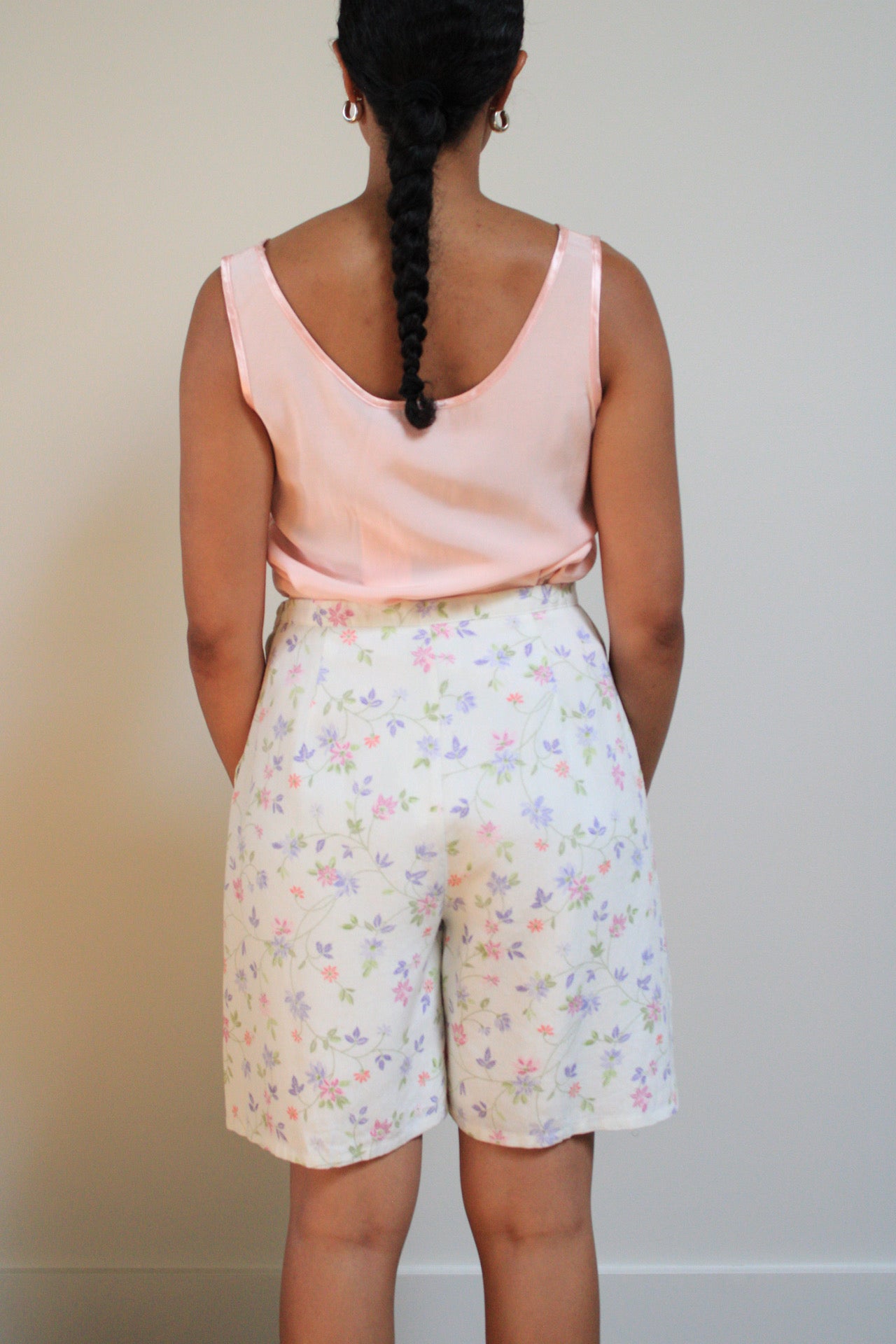 Floral High Rise Pleated Shorts