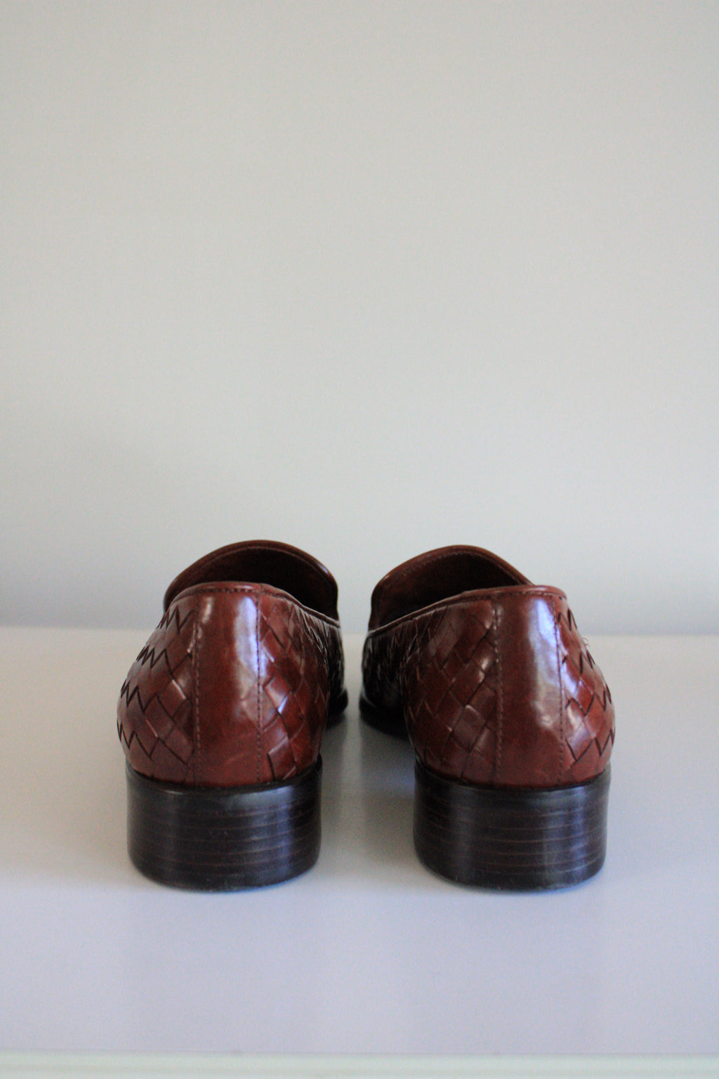Tobacco Woven Leather Loafers 8.5