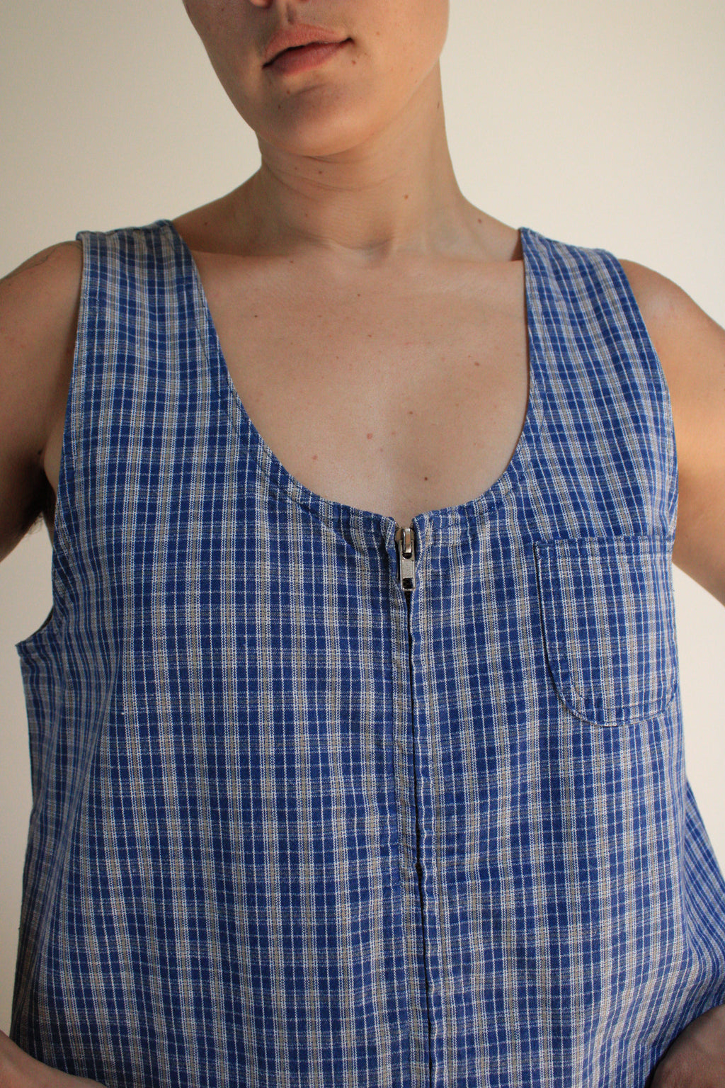 Plaid Zip Front Jumper