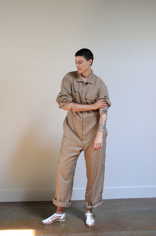 Tan Collared Coveralls