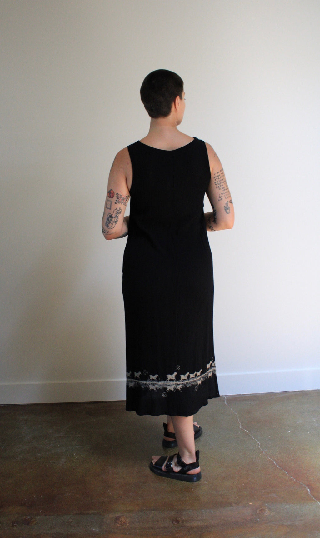 Crinkle Gauze Horse Maxi Dress