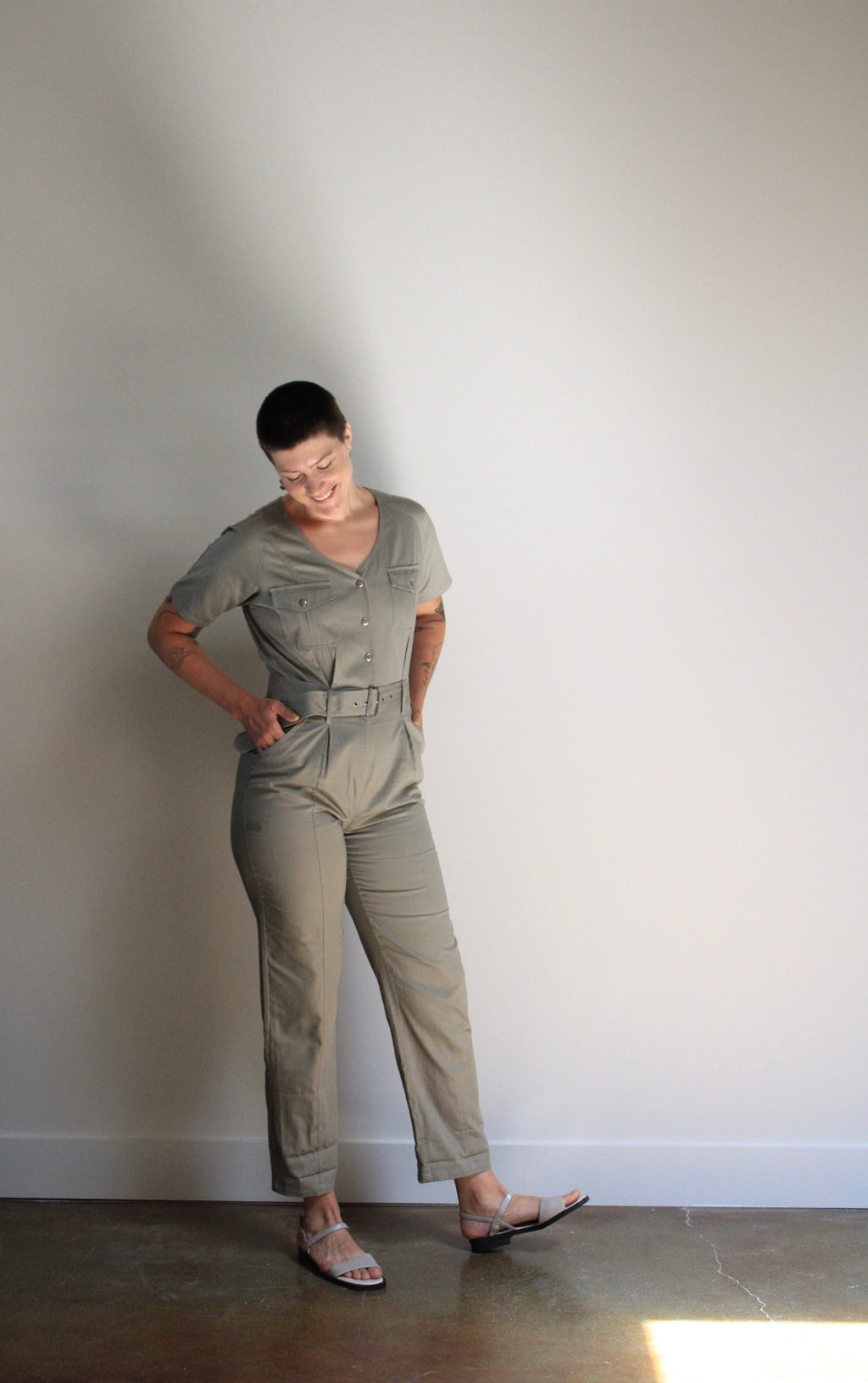 Sage Cotton Jumpsuit