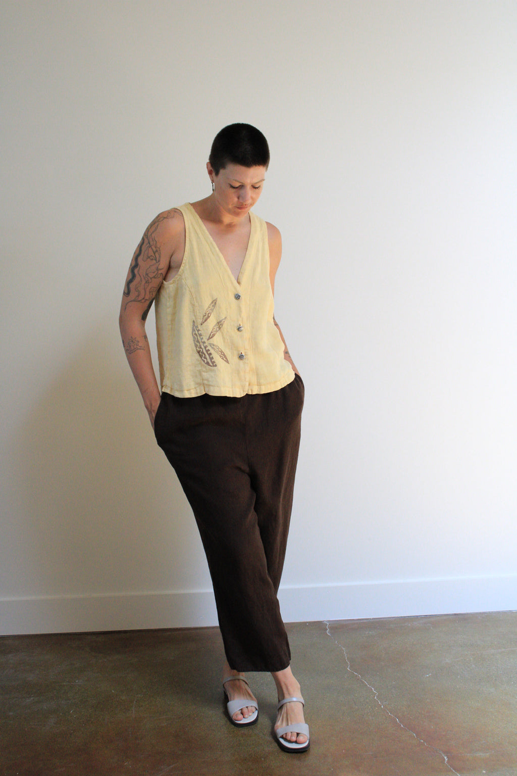 Apricot Linen Vest