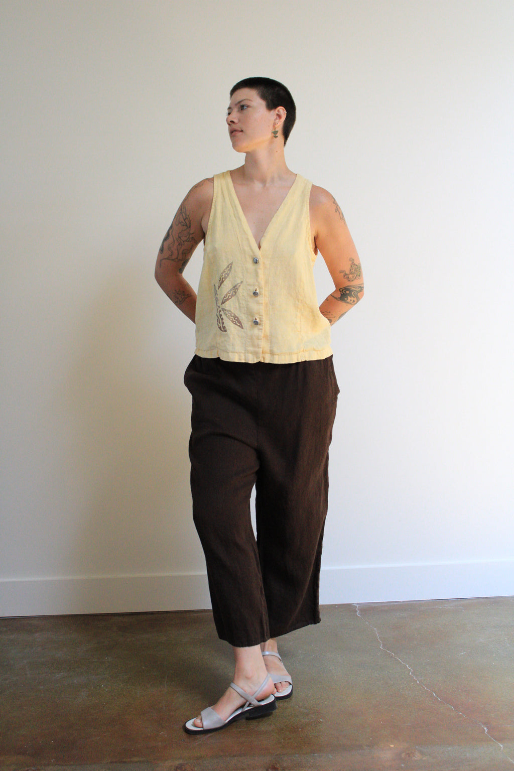 Apricot Linen Vest