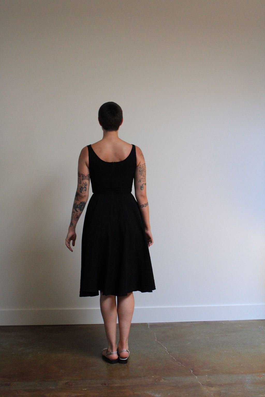 Black Tailored Twirl Dress