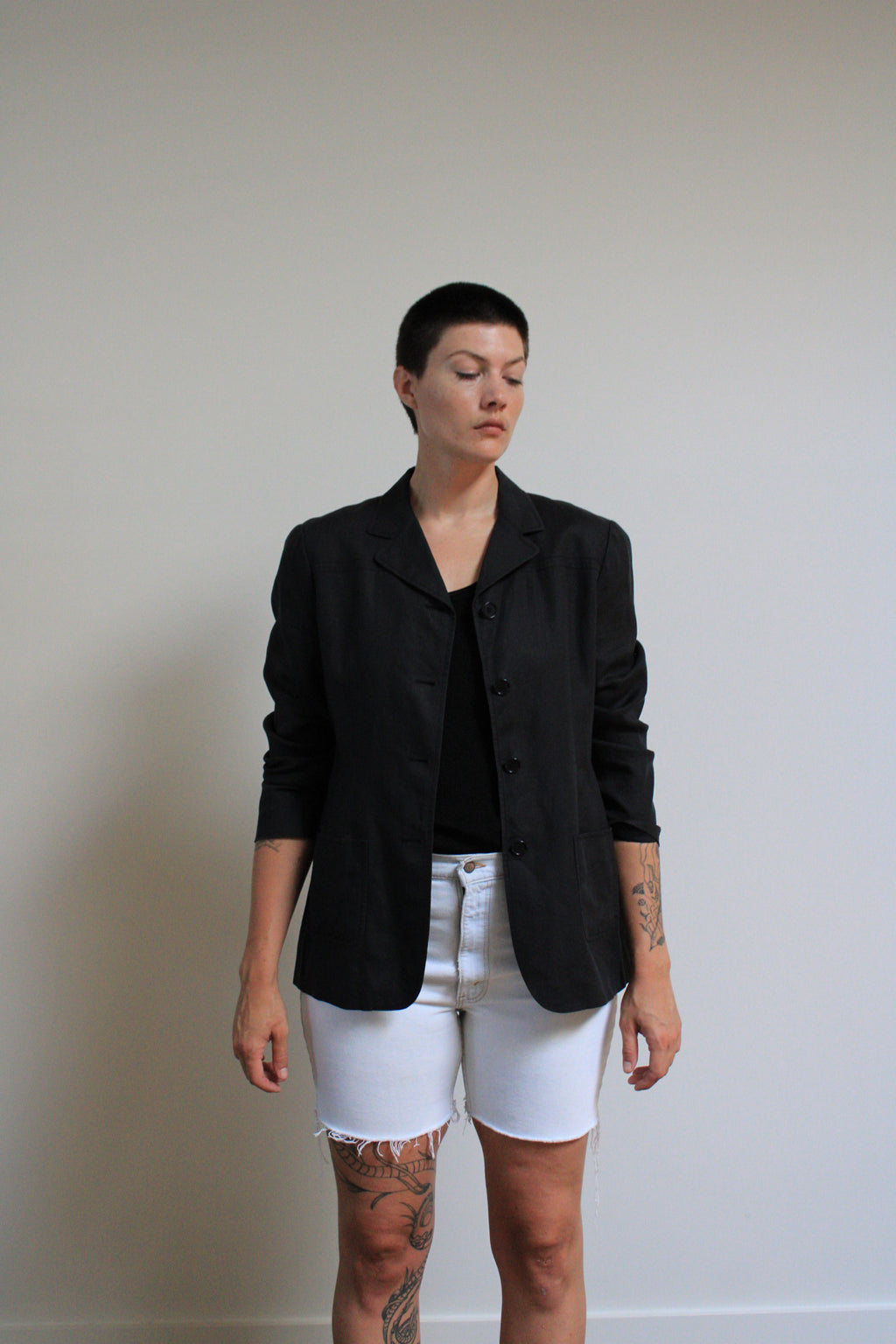 Black Linen Blazer