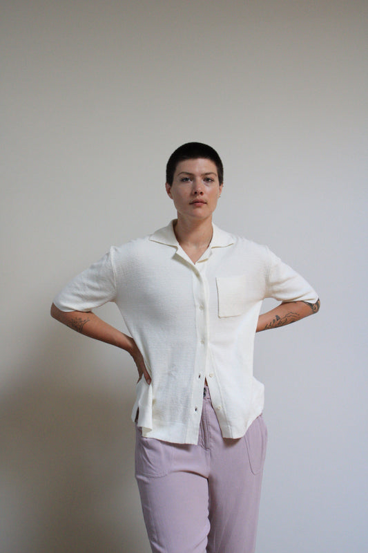 Organic Cotton Knit Button Down