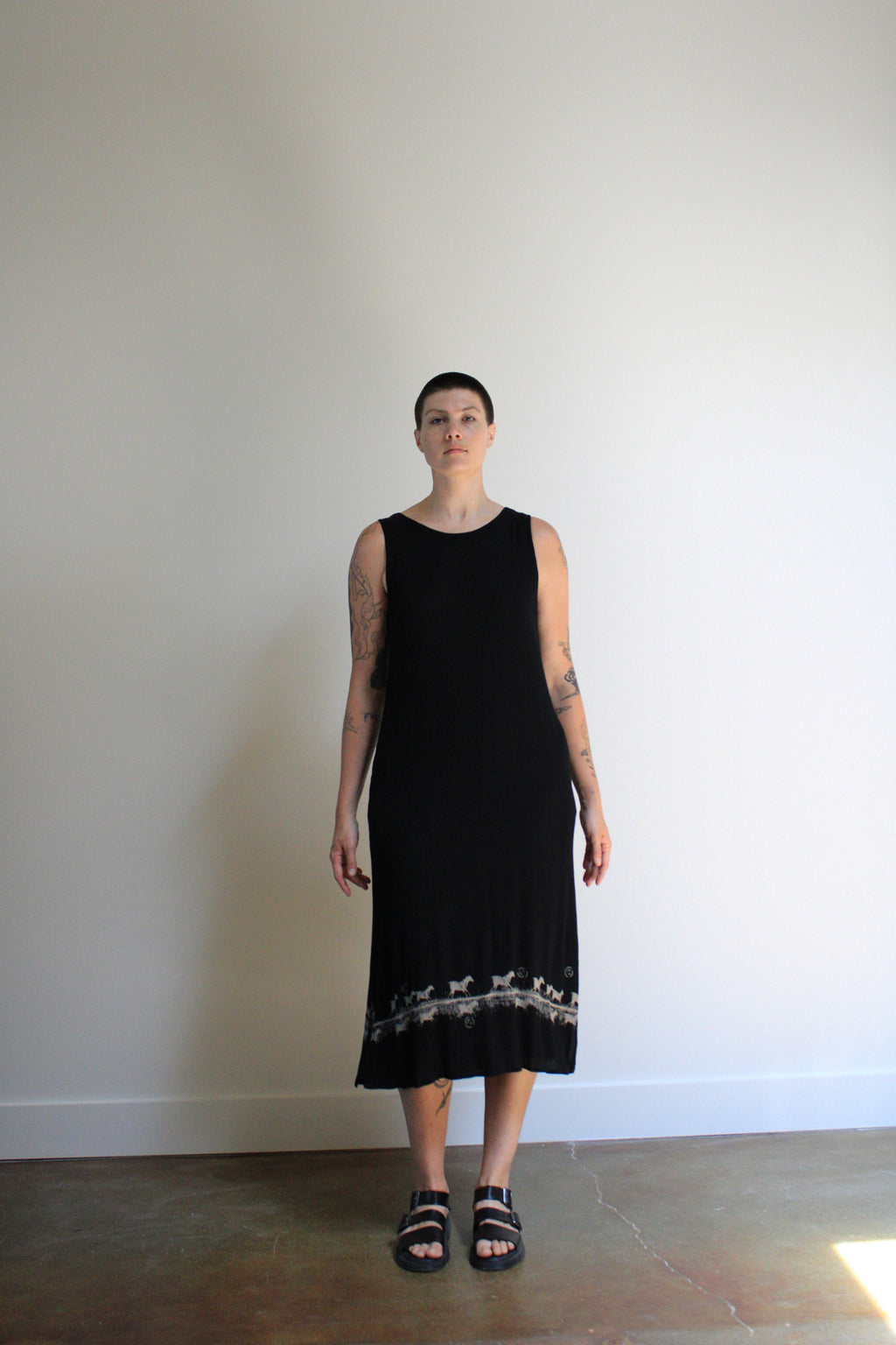Crinkle Gauze Horse Maxi Dress