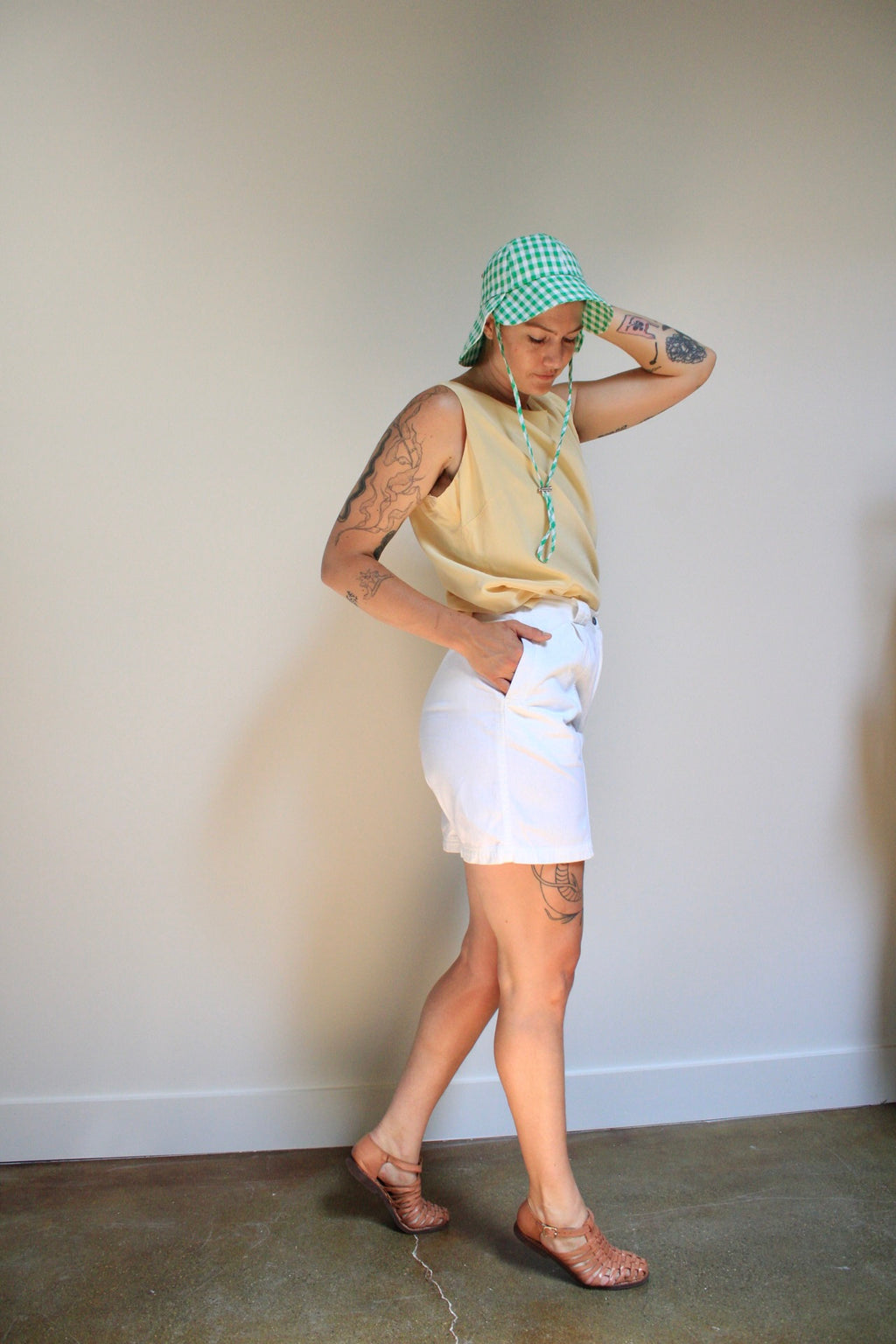 White High Rise Trouser Shorts