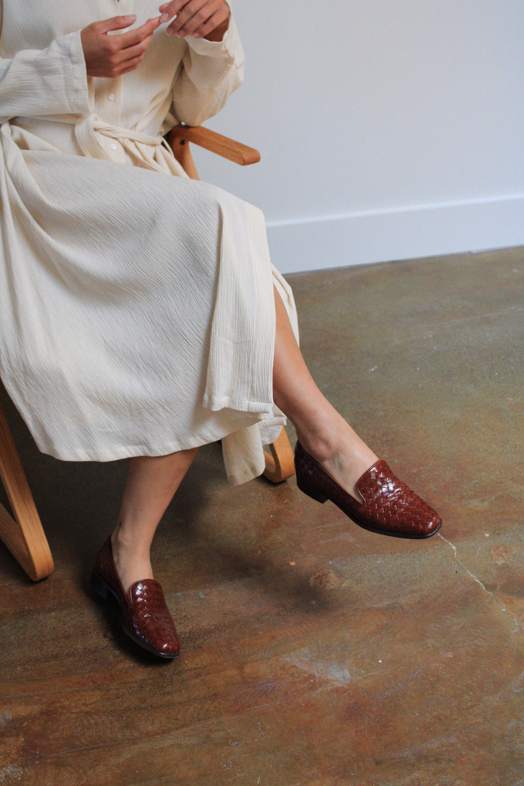 Tobacco Woven Leather Loafers 8.5