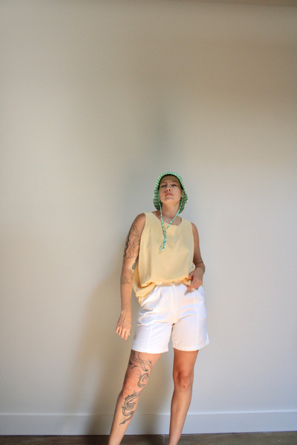 White High Rise Trouser Shorts