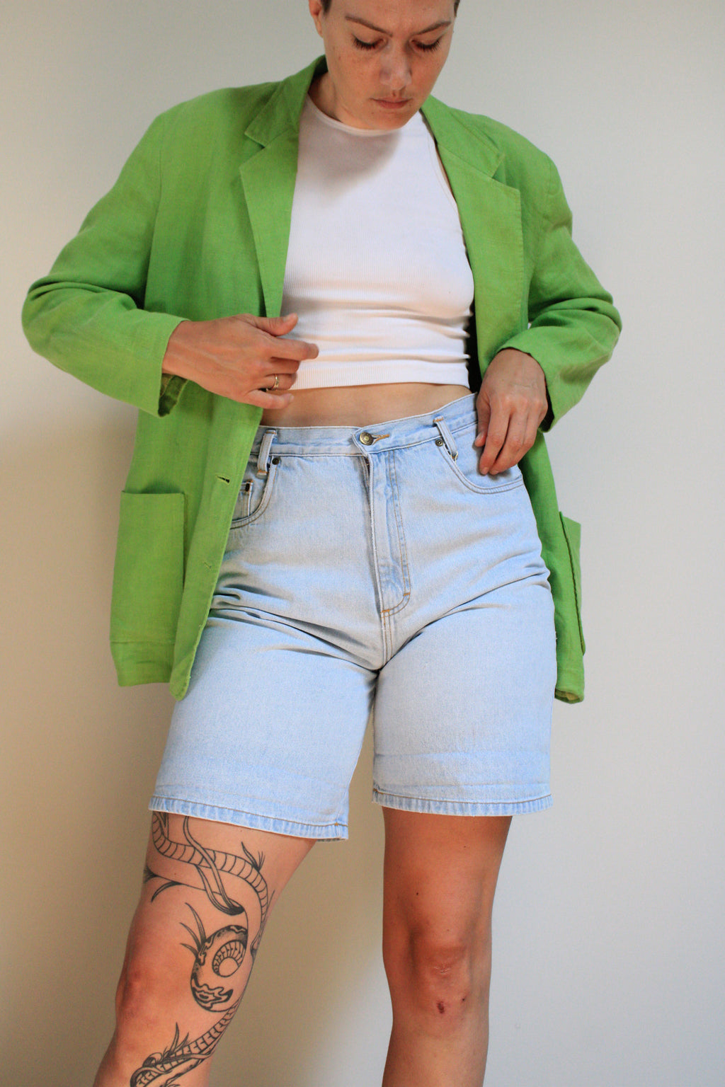 Light Wash High Rise Denim Shorts