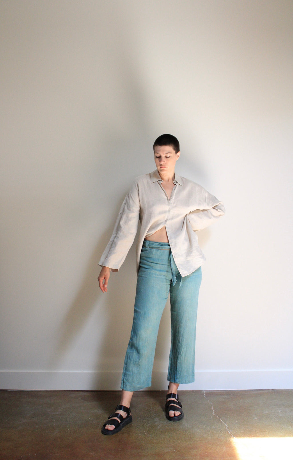 Natural Linen Button Down Top