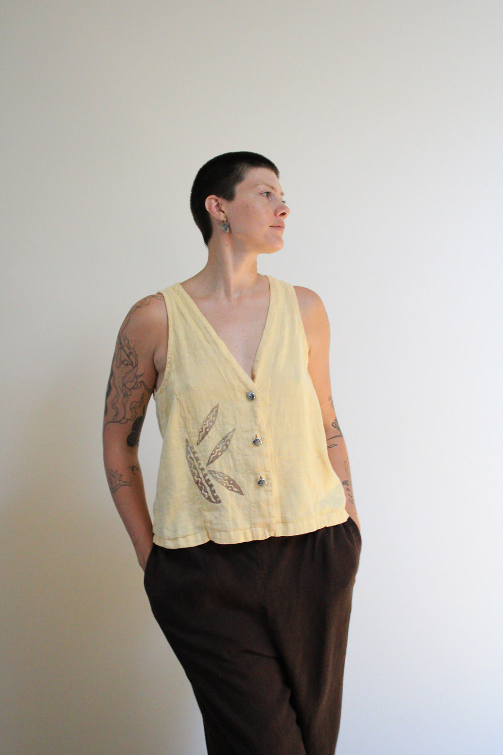 Apricot Linen Vest