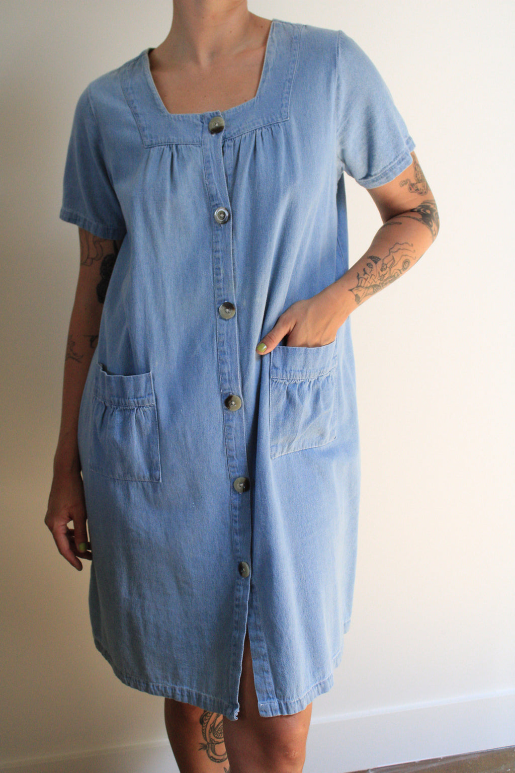 Waist Pocket Denim Dress