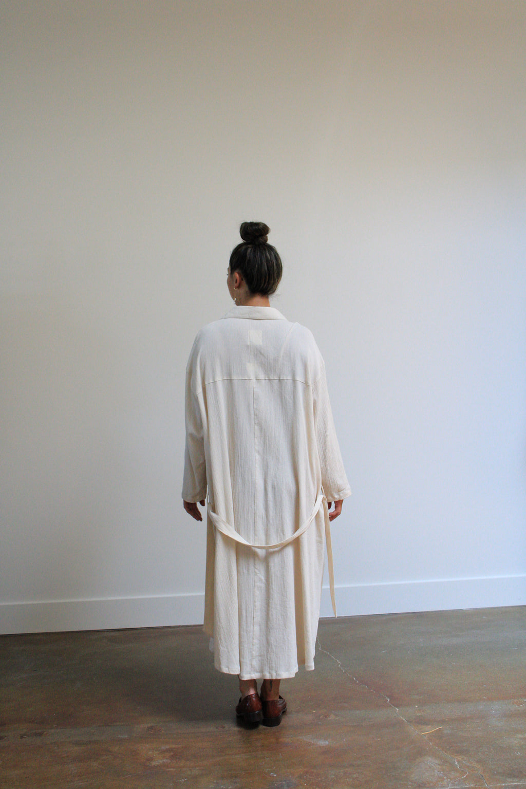 Sunja Link Cotton Crinkle Belted Shirt Dress