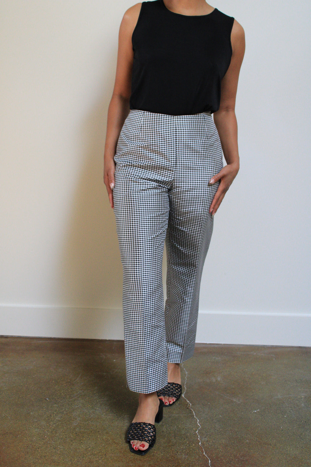 Gingham Silk Pants
