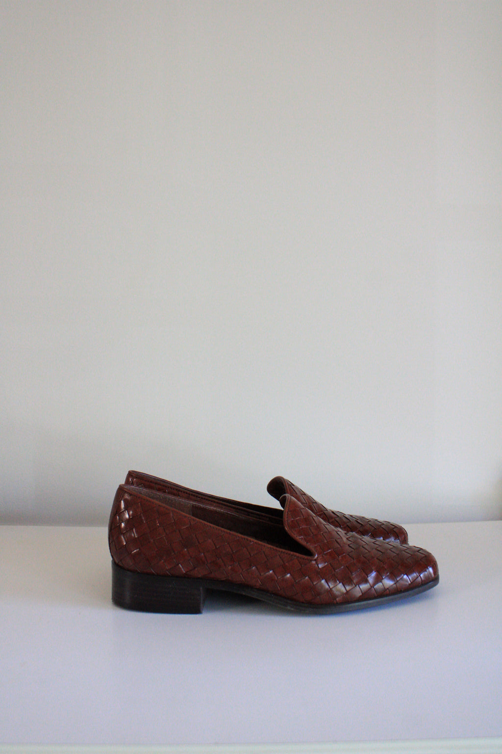 Tobacco Woven Leather Loafers 8.5