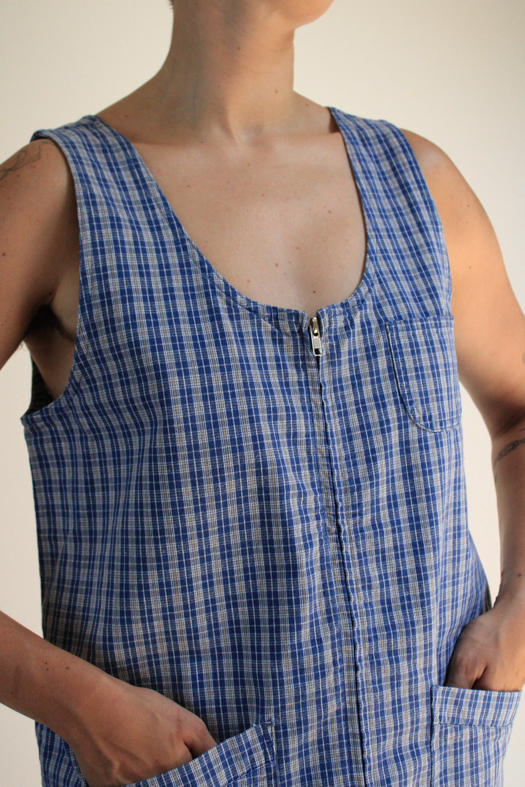 Plaid Zip Front Jumper