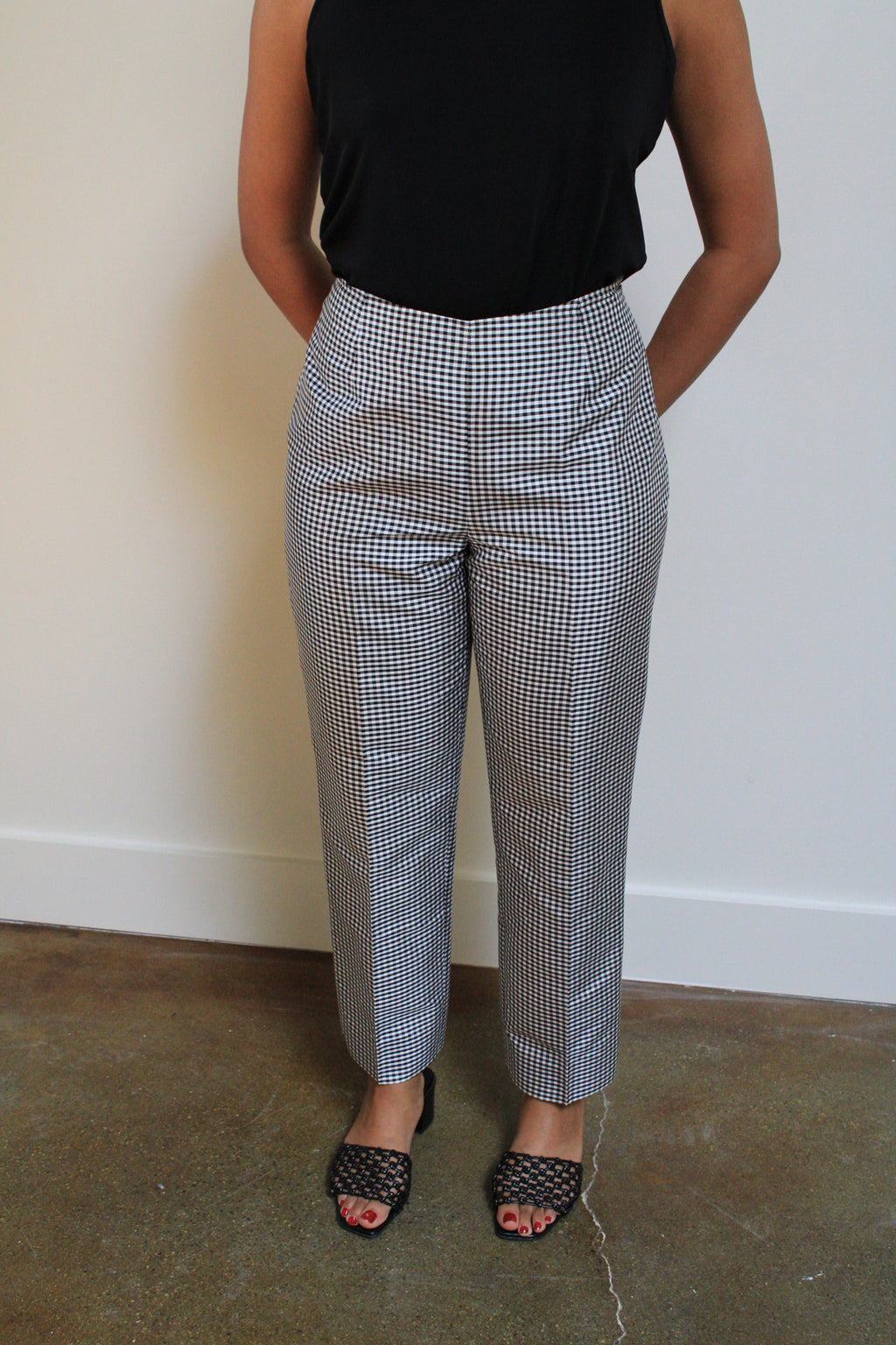 Gingham Silk Pants