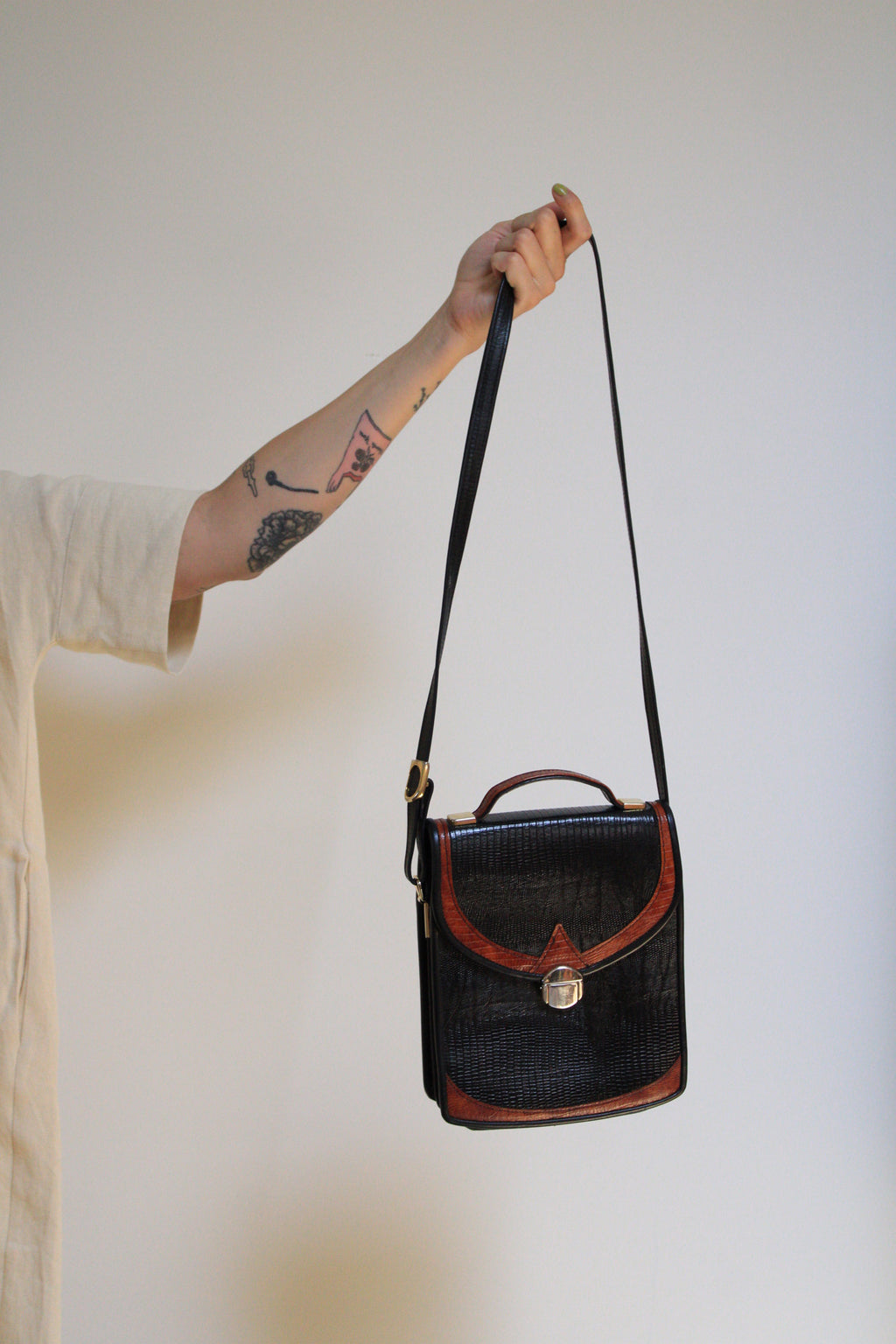 Snakeskin Embossed Crossbody Satchel