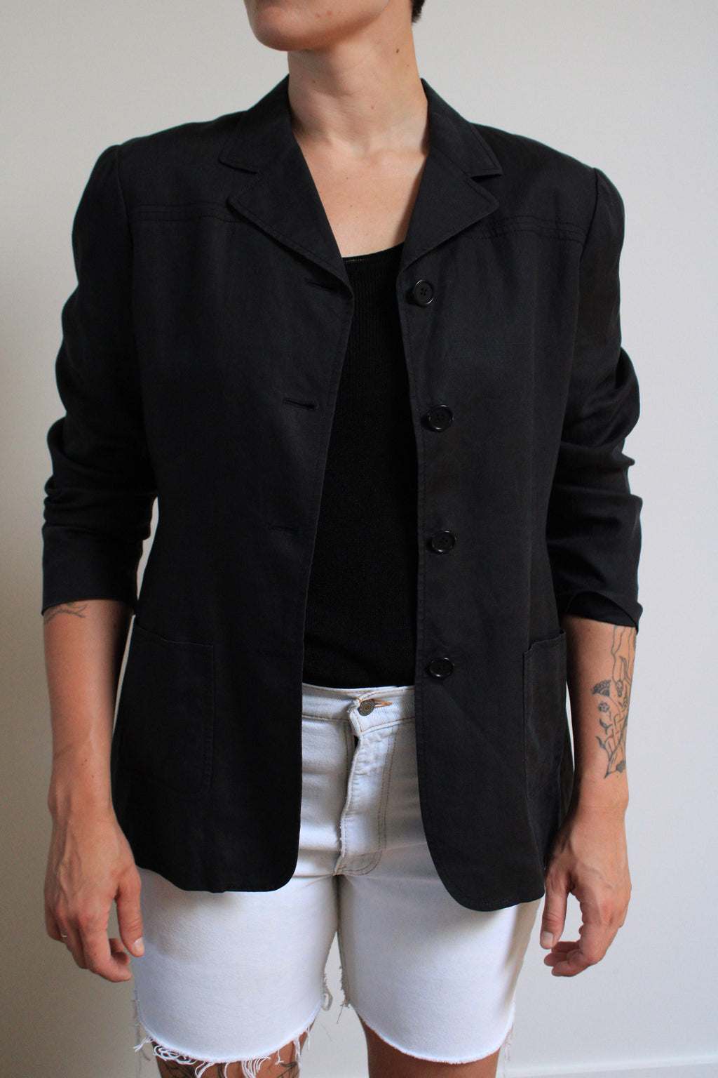 Black Linen Blazer