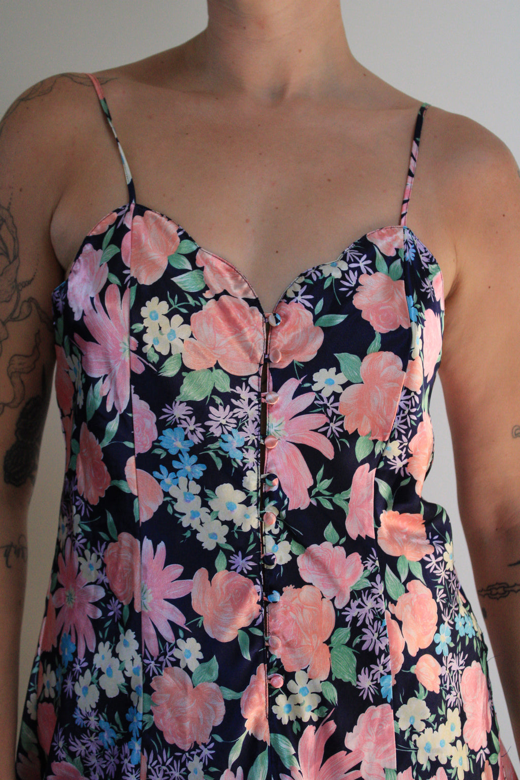 Floral Satin Mini Slip Dress