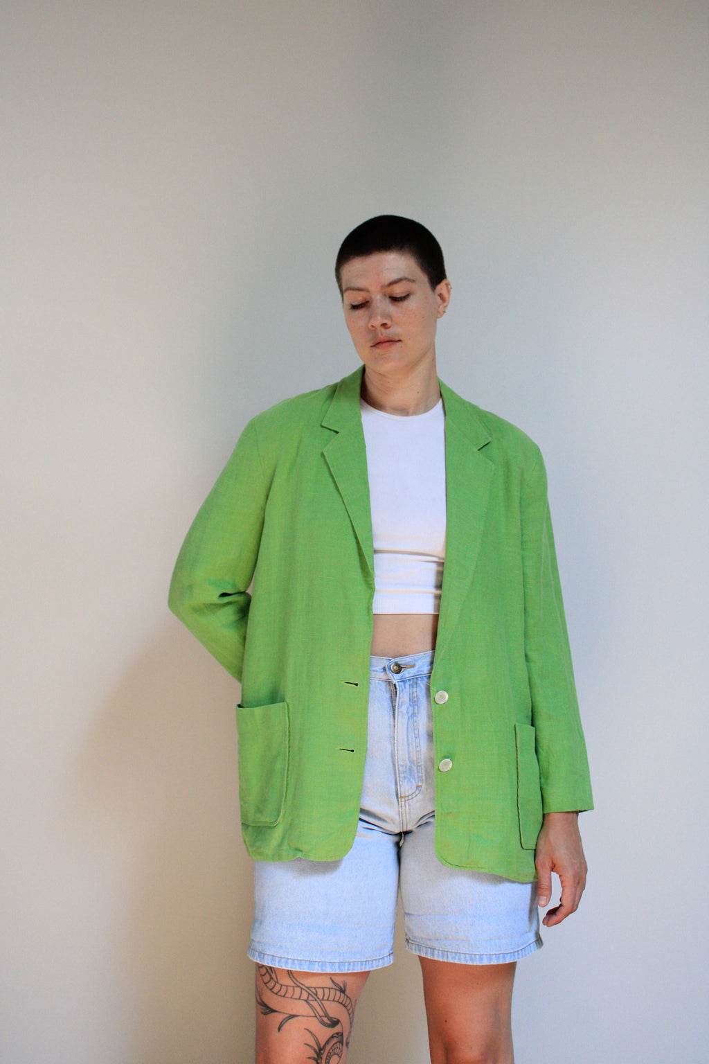 Lime Linen Blazer