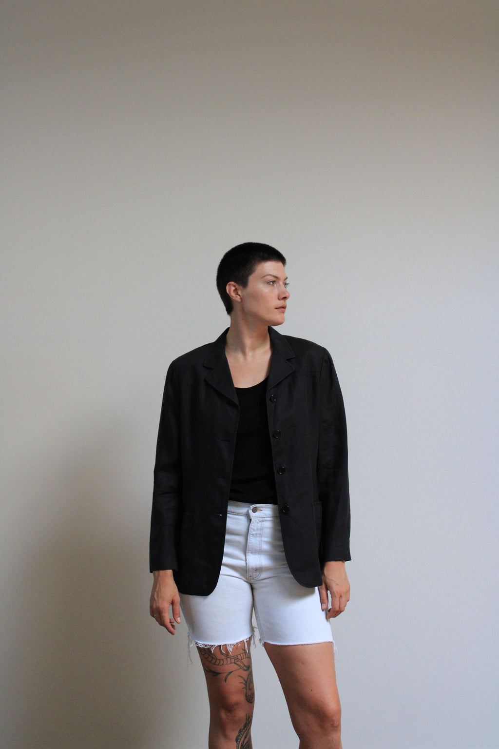 Black Linen Blazer