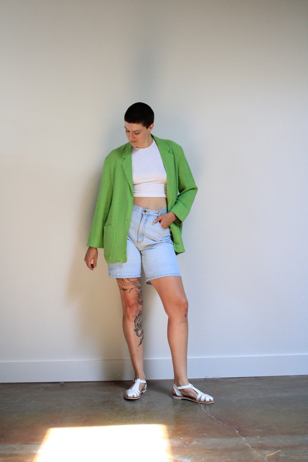 Lime Linen Blazer