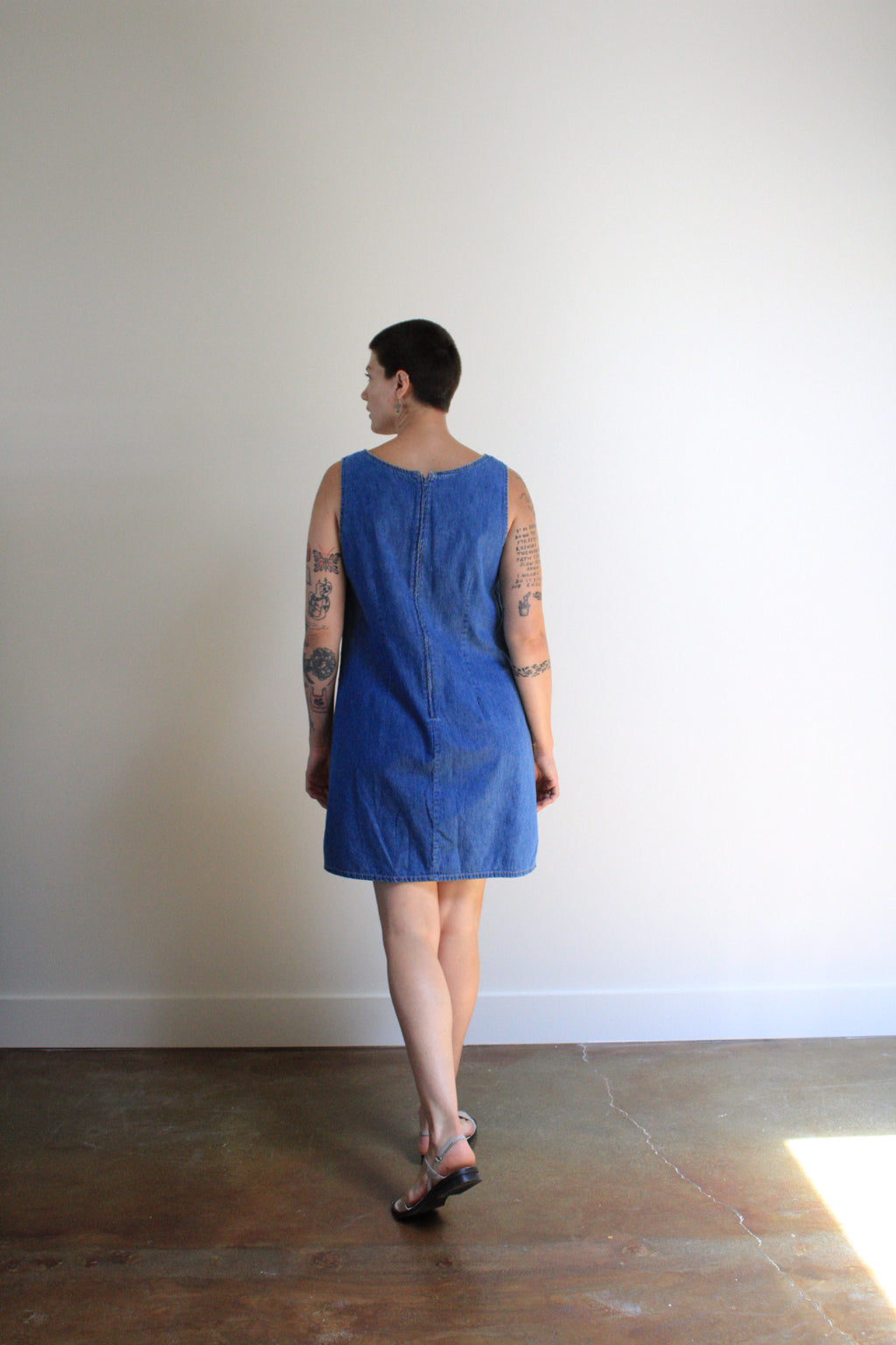 Lace Up Denim Mini Dress