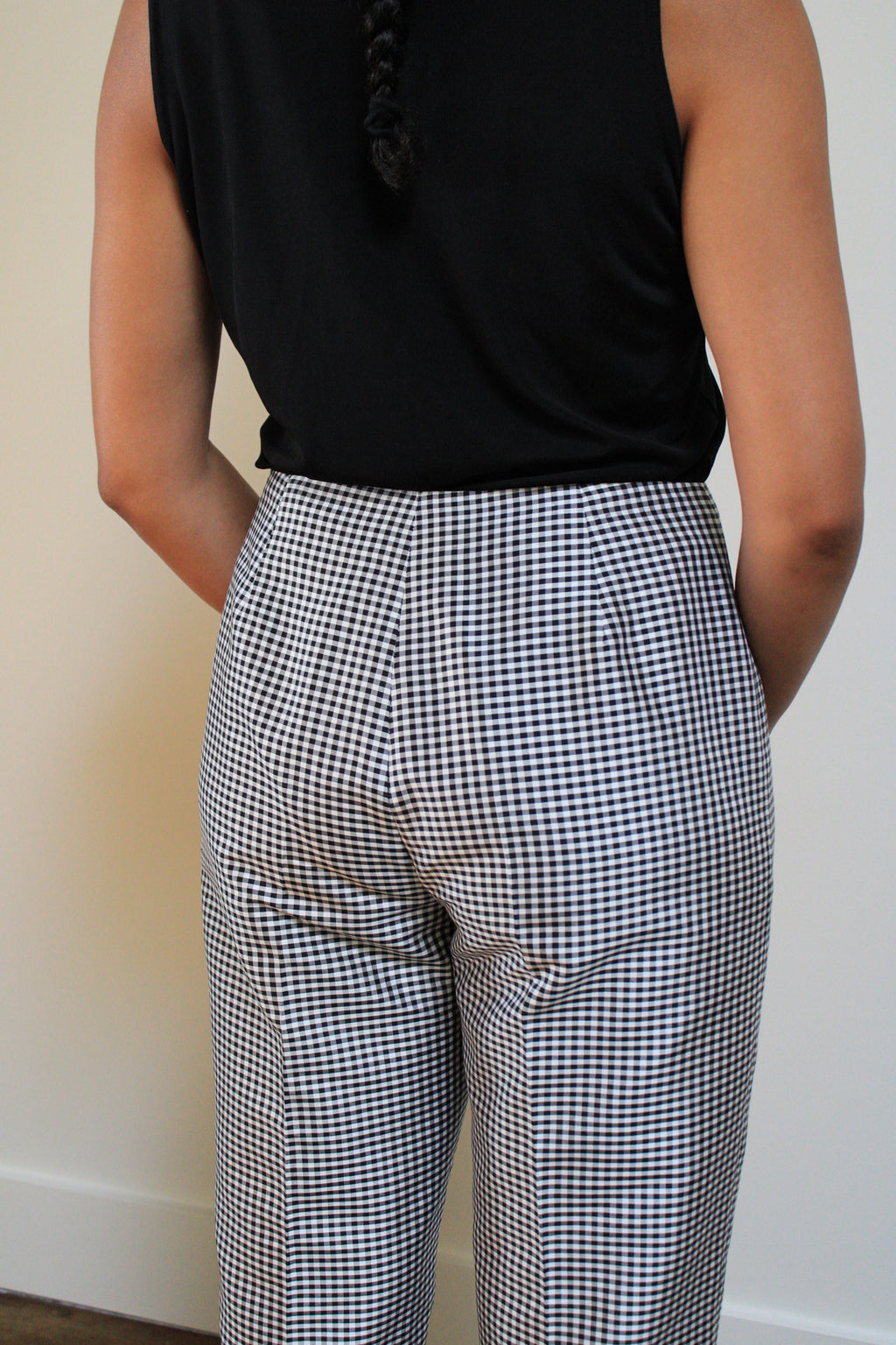 Gingham Silk Pants