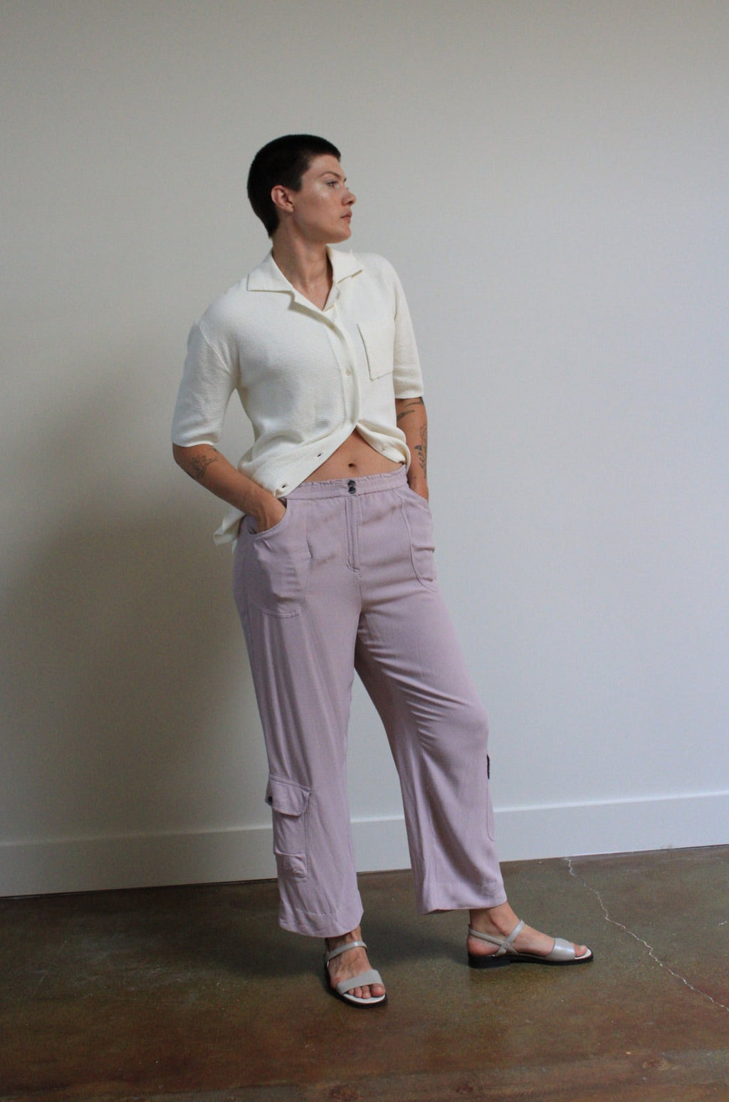 Lavender Casual Cargo Pants