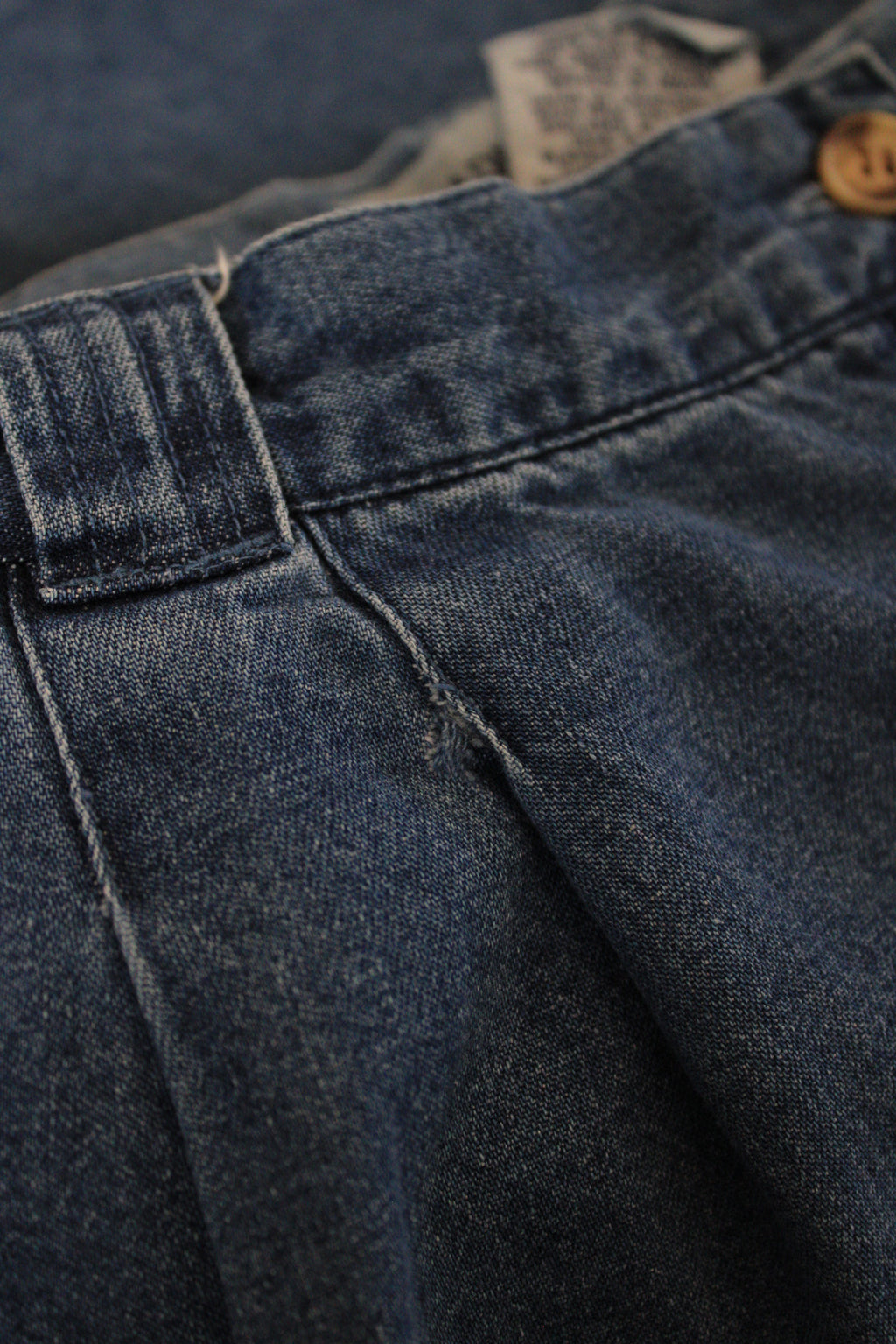 High Rise Pleated Denim Shorts