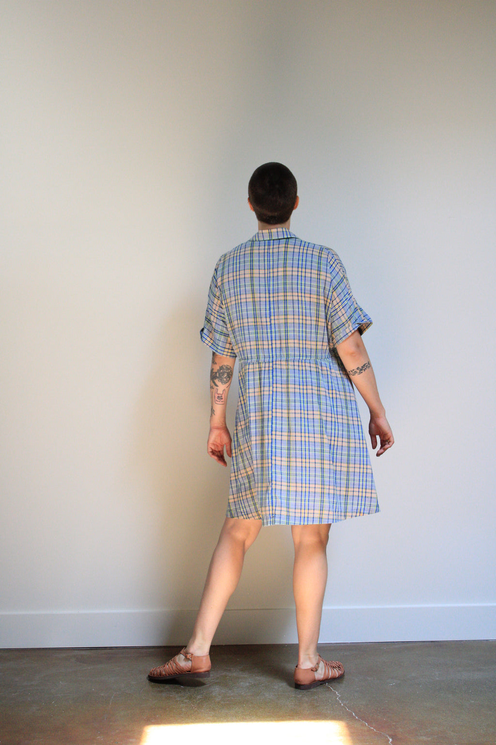 Button Front Plaid Dress