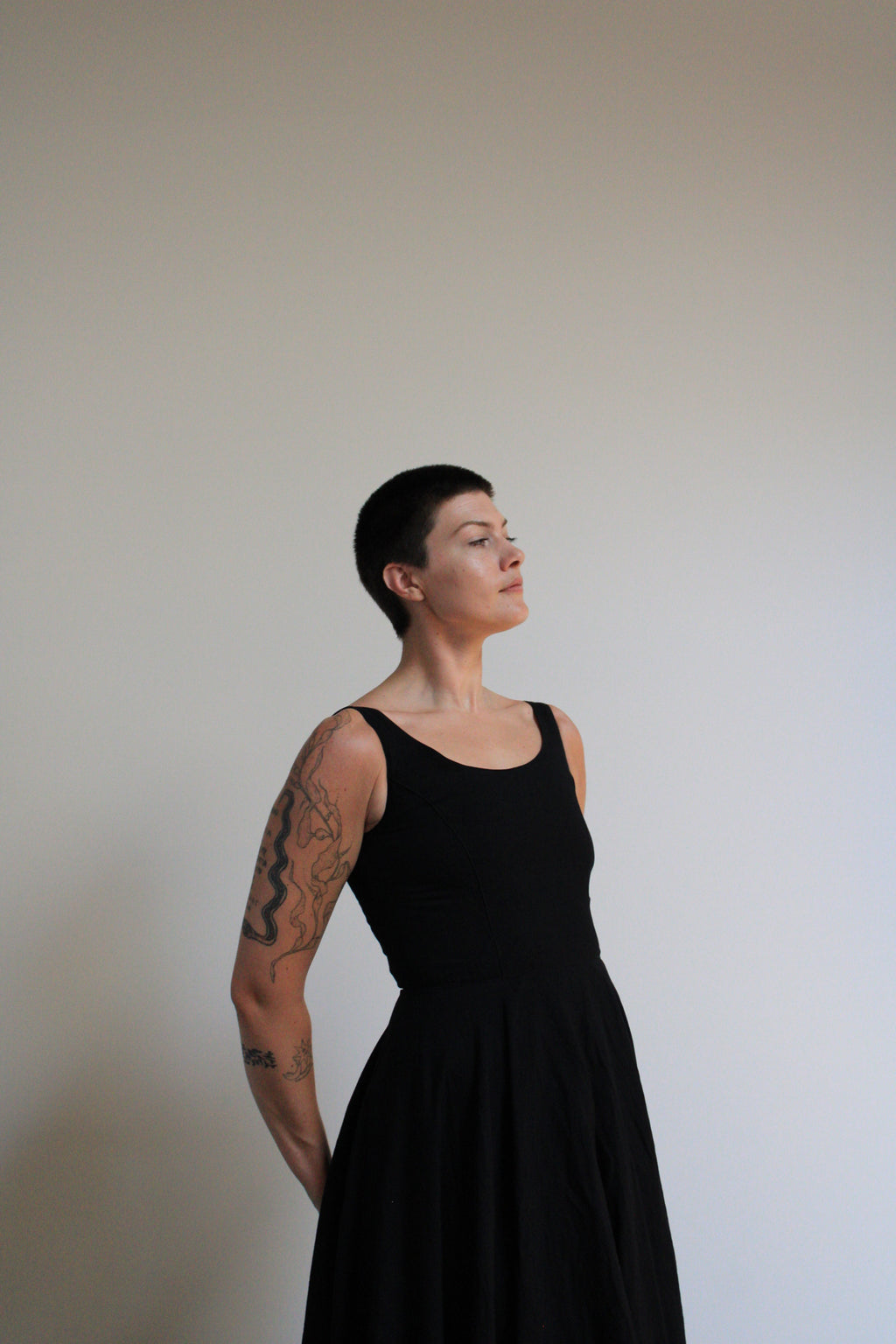 Black Tailored Twirl Dress