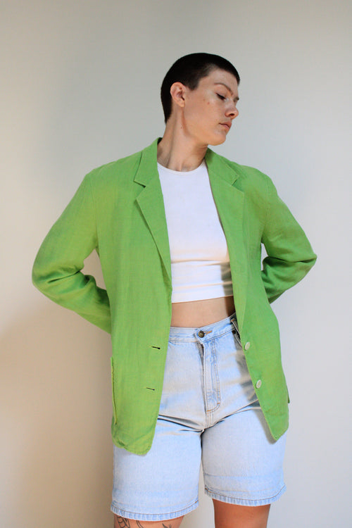 Lime Linen Blazer