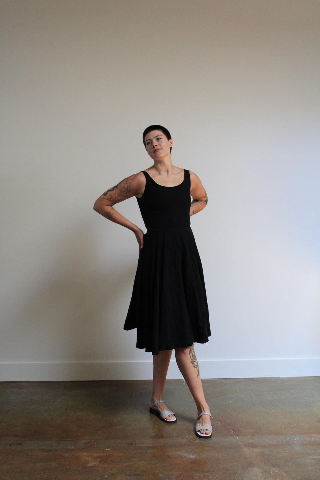 Black Tailored Twirl Dress