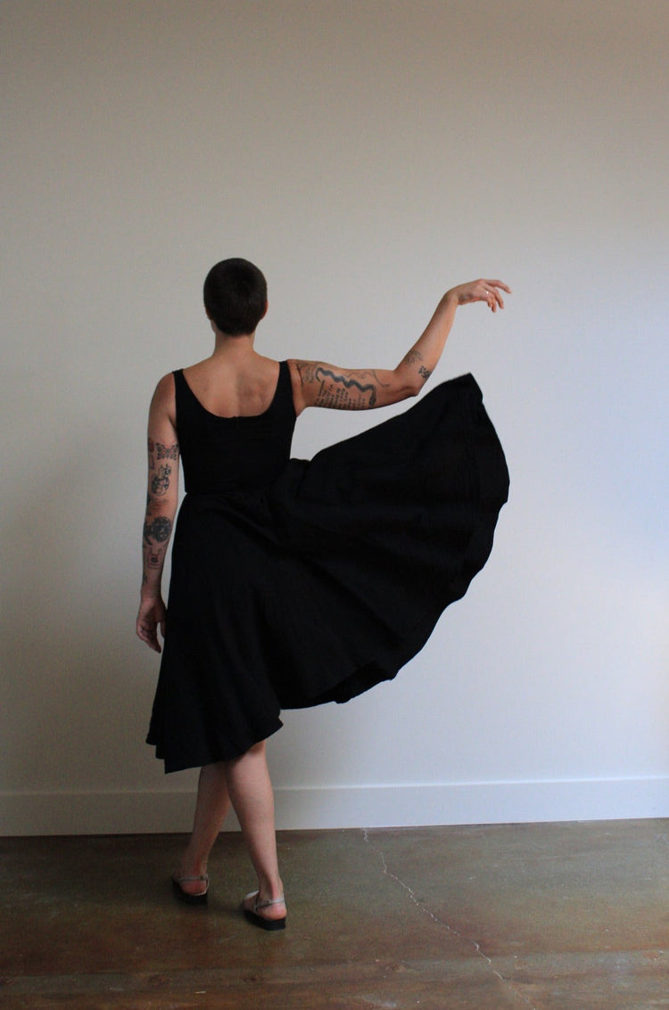 Black Tailored Twirl Dress