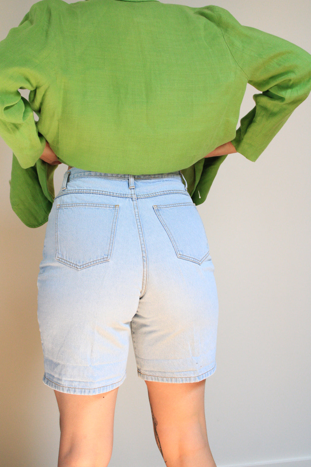Light Wash High Rise Denim Shorts