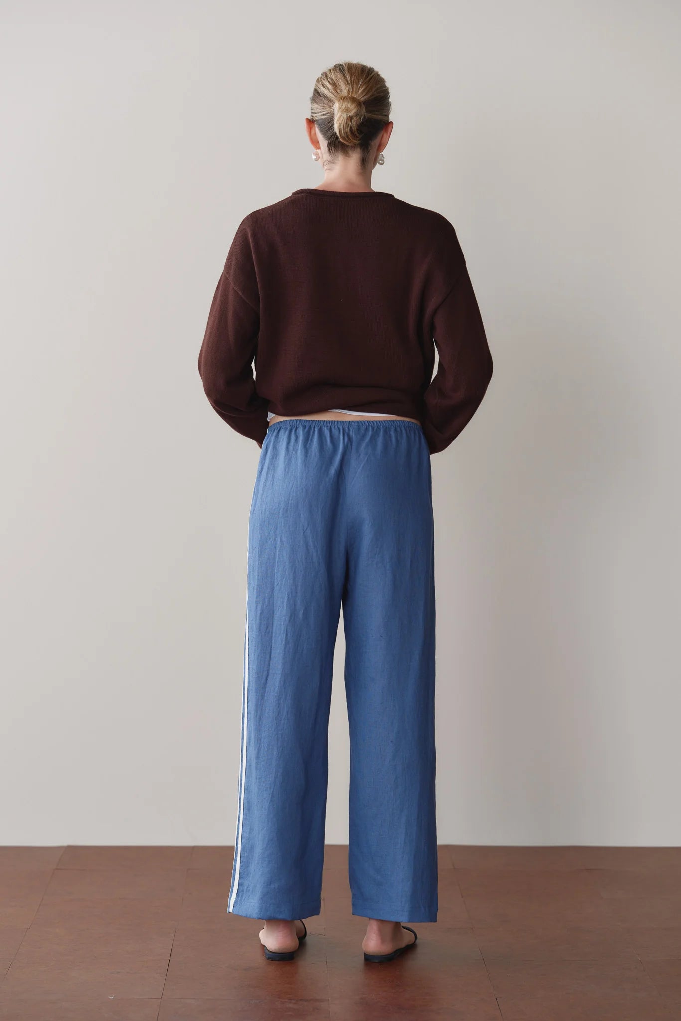 Linen Crop Racer Stripe Pants